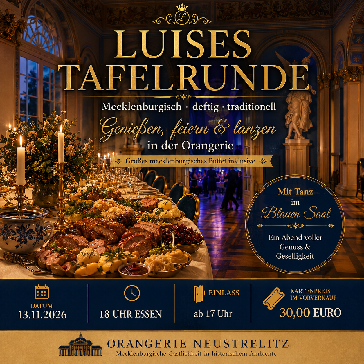 Luises Tafelrunde in der Orangerie Neustrelitz